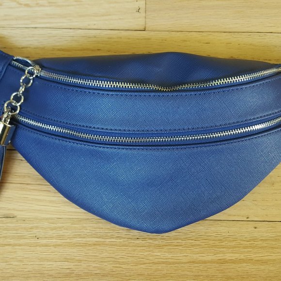 INC saffiano faux-leather women's belt bag/fanny pack -NAVY BLUE- MEDIUM - Picture 6 of 10